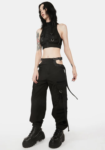 Black Cut Out Workwear Pants
