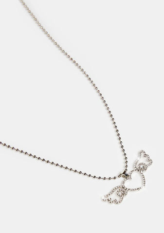 Winged Love Rhinestone Necklace