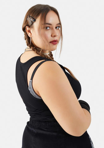 Plus Bite The Dust Rhinestone Crop Tank