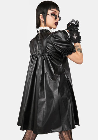 Vegan Leather Lace Up Mini Dress