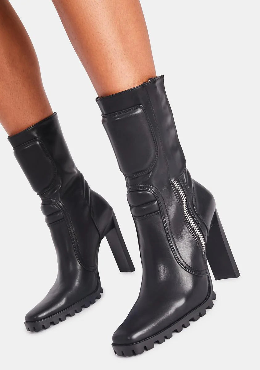 Runway Takeover Moto Boots - Black