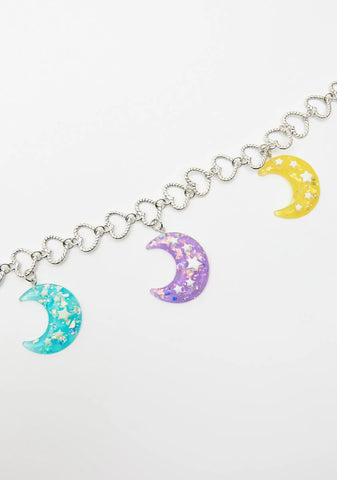Shimmering Moonlight Heart Chain Necklace