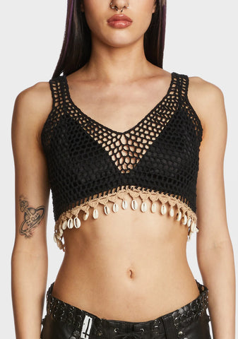 Unstoppable Beauty Crochet Top - Black