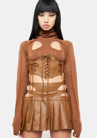 Atmosphere Pleated Vegan Leather Skirt