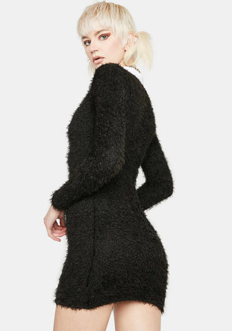 Crow Suit Yourself Fuzzy Bodycon Mini Dress