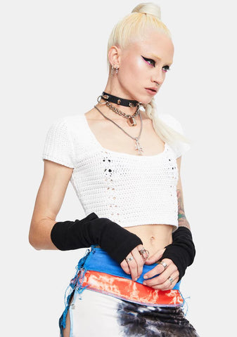 Summer Fade Crochet Knit Lace Up Top