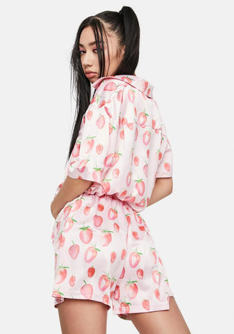 X Dessie Jackson Painted Strawberries Shorts