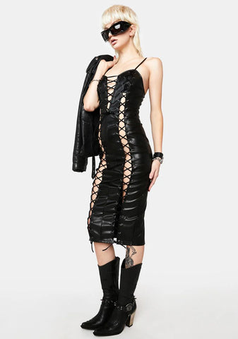 The Perfect Place Lace Up Midi Dress