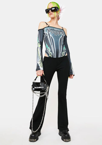 Pussy Power Off Shoulder Lycra Bodysuit