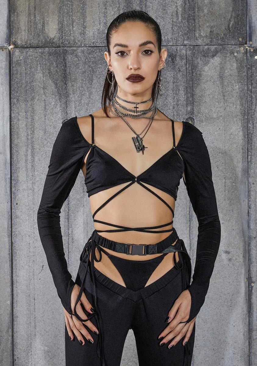 Snare Long Sleeve Wrap Bra Top