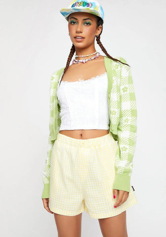 Yellow Gingham Paperbag Shorts