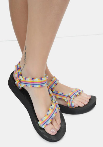 Black Multi Midform Fray Sandals