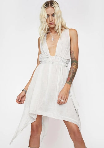 Filter Draped Gauze Mini Dress