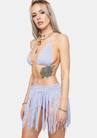 Lavender Where's The Love Crochet Skort Set