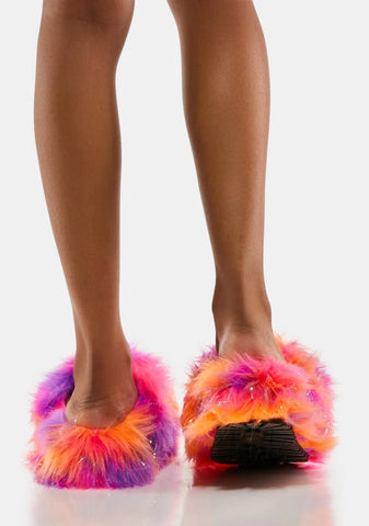 Sparkle Moment Faux Fur Slides