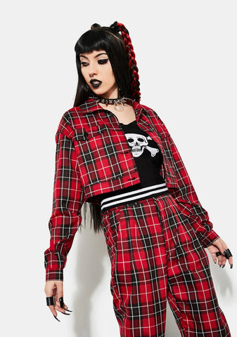 Hate To Love Plaid Trucker Jacket