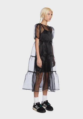 Tiered Organza Midi Dress