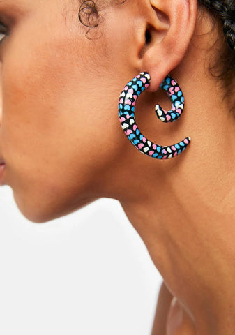 Tied Up Hearts Spiral Earrings