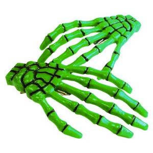 Skeleton Bone Hands Hair Slides - Blue