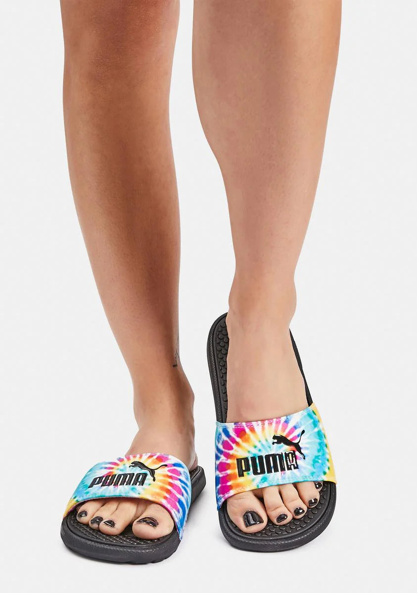 Noir Cool Cat Tie Dye Slides