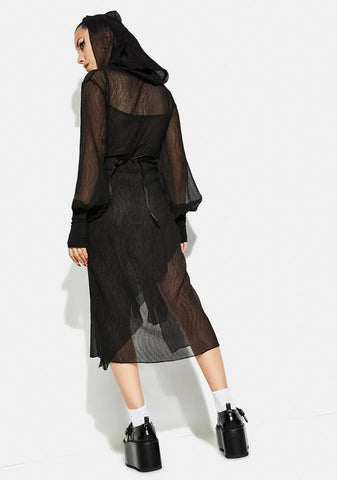Long Pleated Chiffon Coat