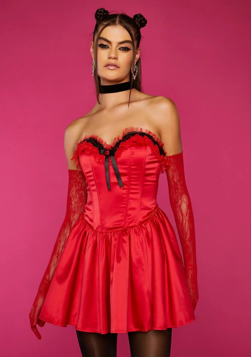 Cuffin' Season Corset Dress And Gloves