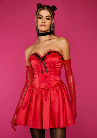 Cuffin' Season Corset Dress And Gloves