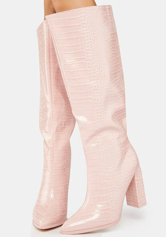 Baby Pink Posie Knee High Boots