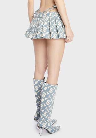 Monogram Denim Mini Thong Skirt