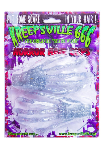 Skeleton Bone Hands Hair Slides - Gold