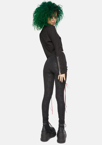 Ribbon Lace Up Paneled Pants