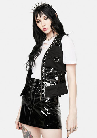 Faux Leather Studded Vest Top