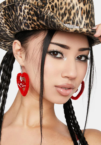 Two Of Hearts Fuzzy Earrings