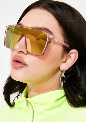 Sweet Futuristic Drip Mirrored Sunglasses