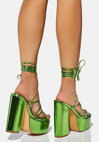 Kiwi Thriving On Wrap Platform Heels