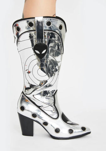 UFO Chrome Space Cowgirl Metallic Boots