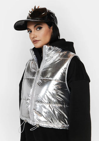 Silver Absolutely True Puffer Vest