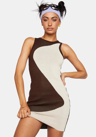 Wavy Knit Mini Dress