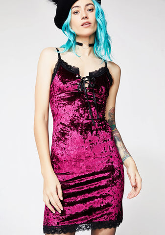 Wine Velvet Crushin' Slip Dress