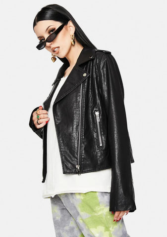 Ivana Vegan Leather Moto Jacket