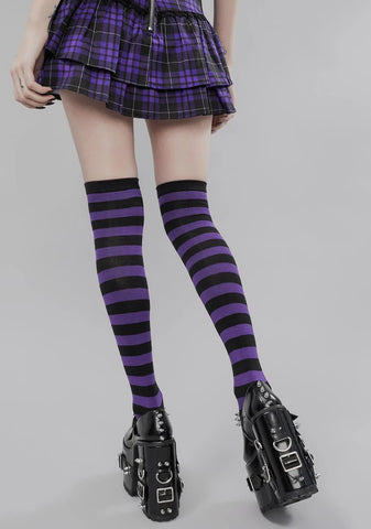Unholy Confession Striped Thigh Highs