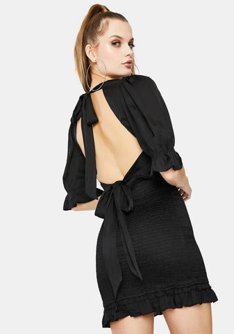 Silky Ruched Mini Dress