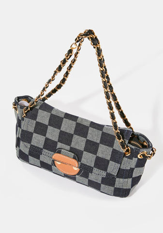 Designer Taste Checkered Shoulder Bag