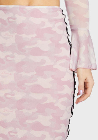 Sunset Camo Midi Skirt