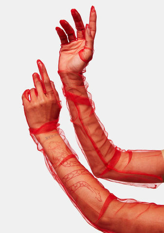 Red Tulle Hun Gloves