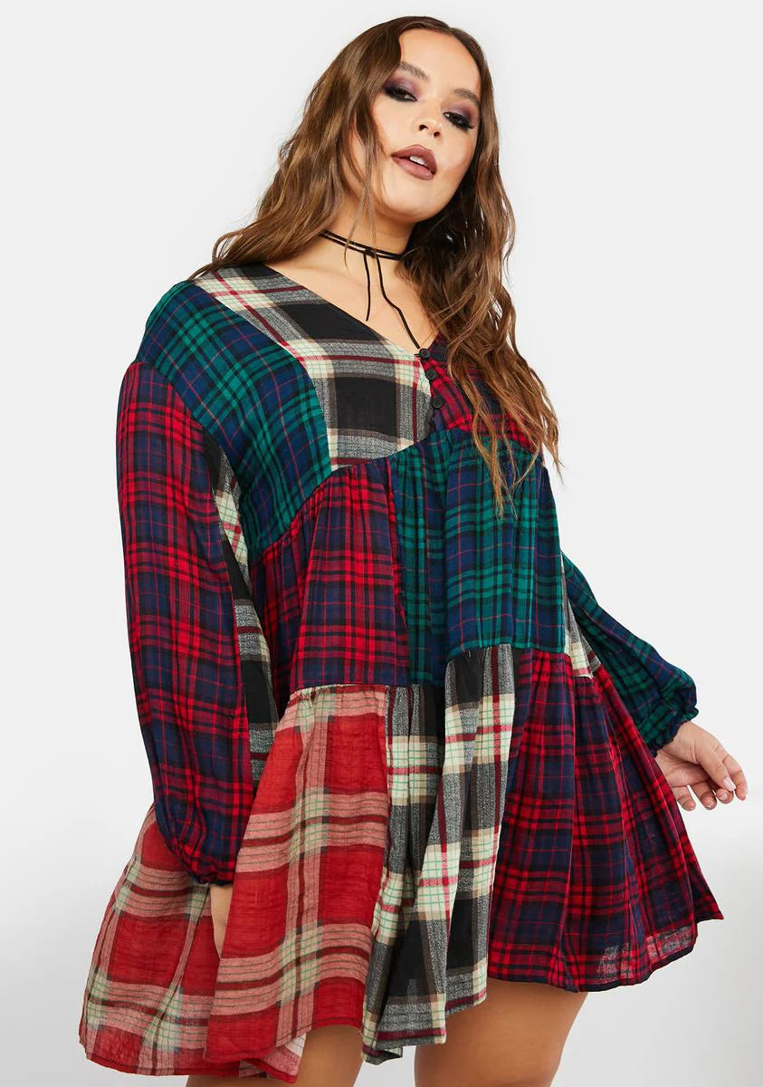 Plus Better Together Plaid Mini Dress