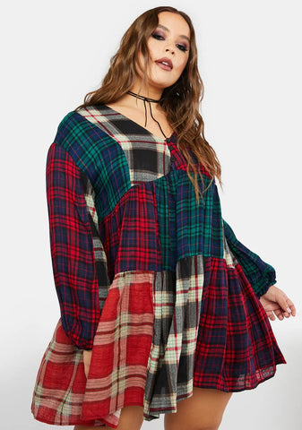 Plus Better Together Plaid Mini Dress