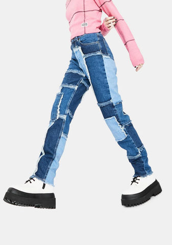 Cheat Patchwork Mom Jeans