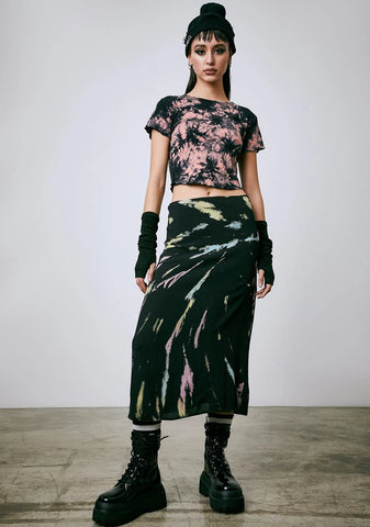 Twist Of Fate Tie Dye Midi Skirt