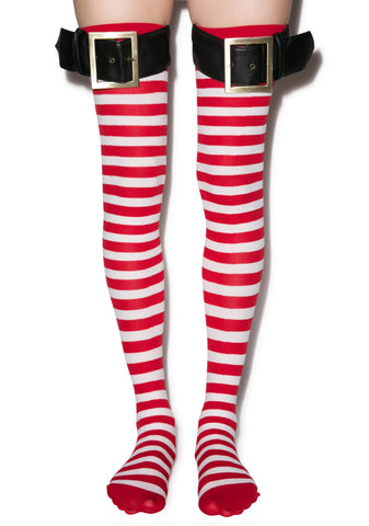 Santa Striped Thigh Highs